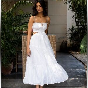 White Midi Sundress with Open Back